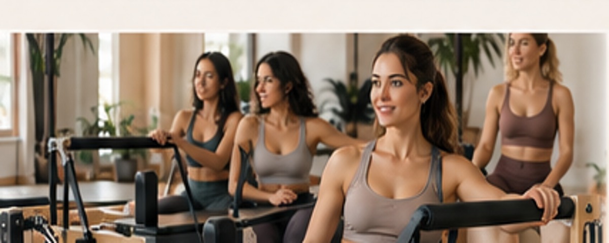 Pilates stüdyosunda birlikte çalışan katılımcılar